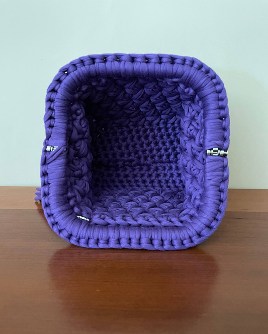 Borsa Crochet Handmade Viola con Nappina Laterale Viola