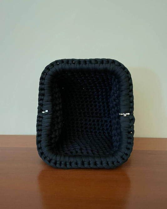 Borsa Crochet Handmade Nera con Paillettes Nere
