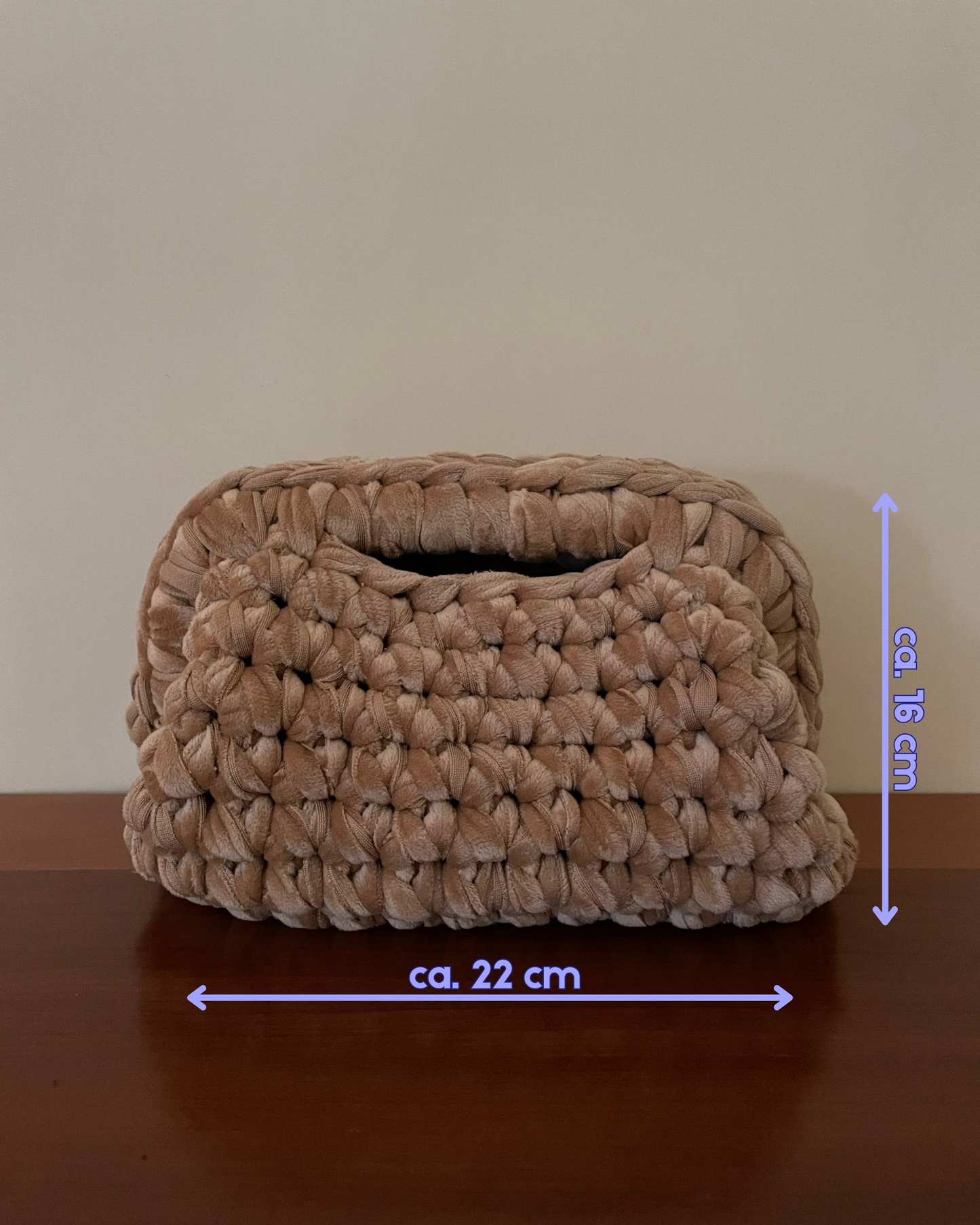 Borsa Crochet Handmade Velluto Cammello
