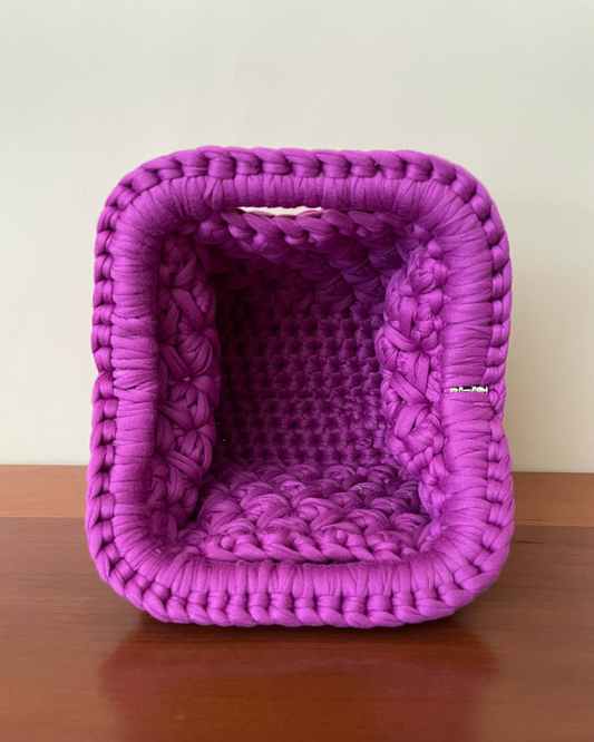 Borsa Crochet Handmade Fucsia con Perline Rosa