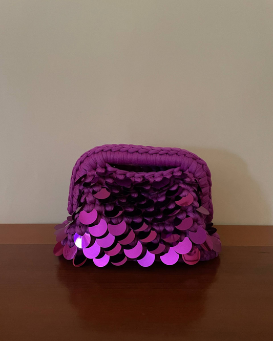 Borsa Crochet Handmade Fucsia con Paillettes Magenta