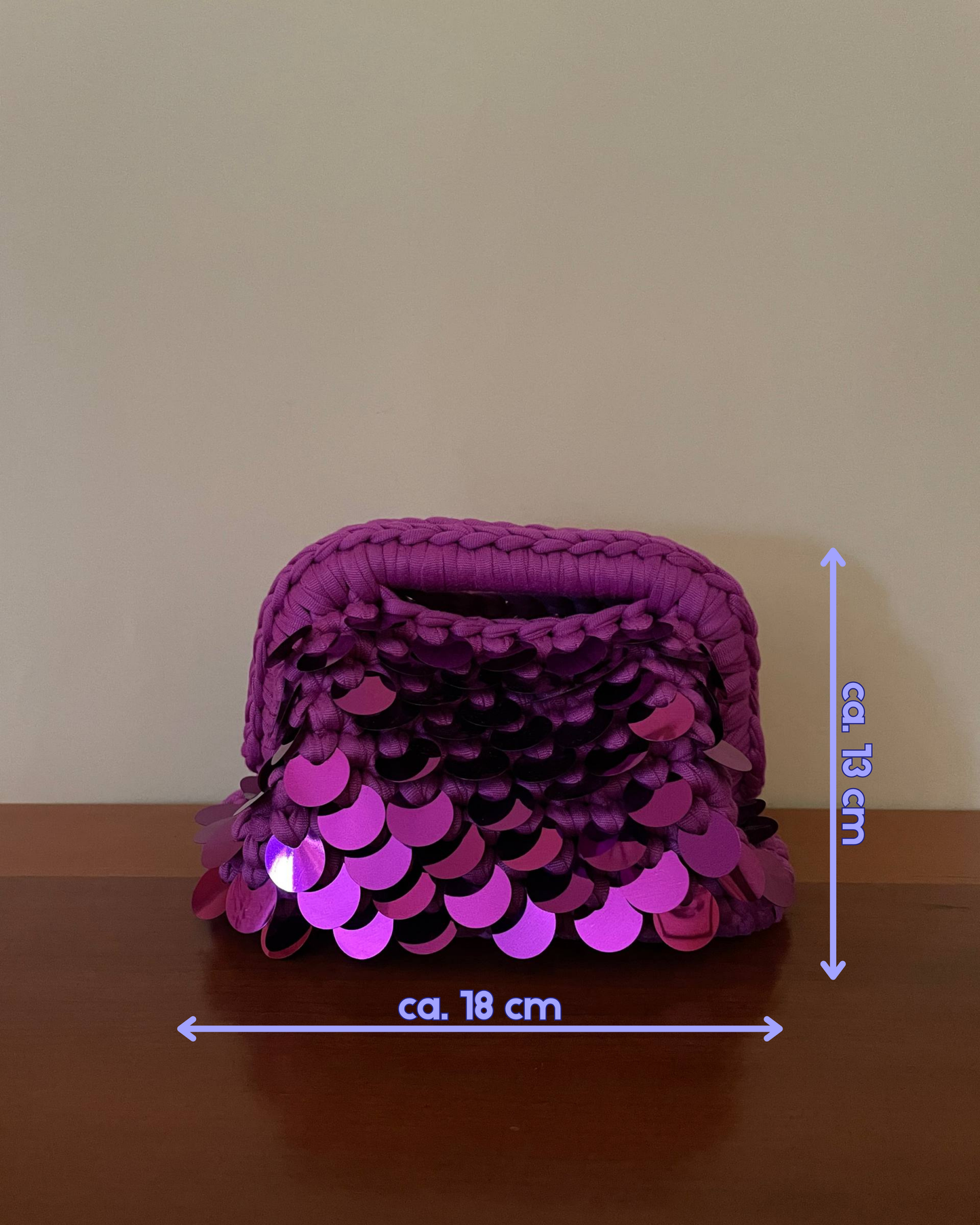 Borsa Crochet Handmade Fucsia con Paillettes Magenta