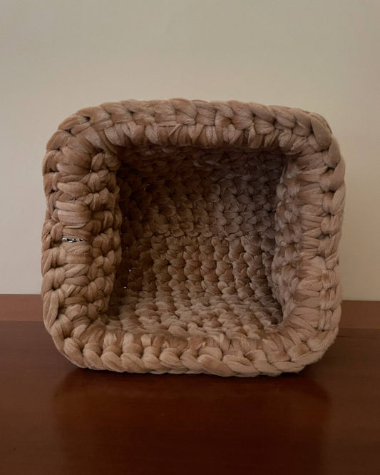 Borsa Crochet Handmade Velluto Cammello